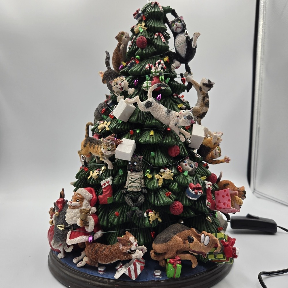 COMICAL CATS‎ Christmas Tree Danbury Mint 12" Lighted Cat Theme Rare HTF Read!
